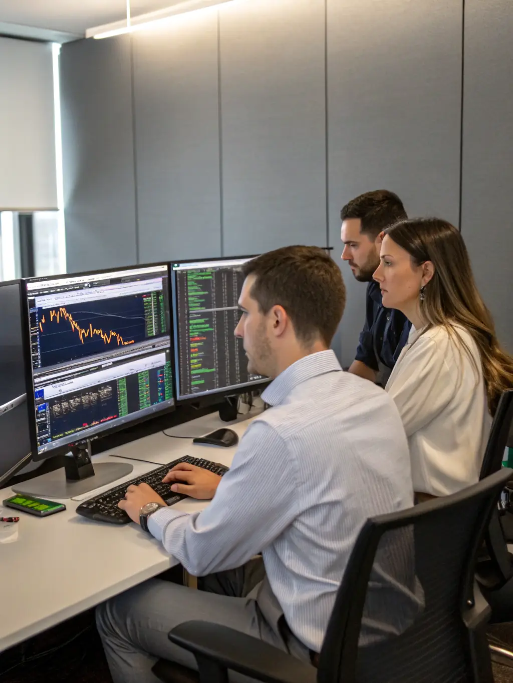 A diverse team of financial experts working together in a modern office, showcasing the breadth of expertise at GelenBorbs.